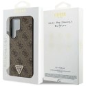 Etui Guess Grip Stand 4G Triangle Strass na Samsung Galaxy S24 Ultra - brązowe Guess