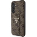 Etui Guess Grip Stand 4G Triangle Strass na Samsung Galaxy S24 - brązowe Guess