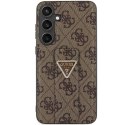 Etui Guess Grip Stand 4G Triangle Strass na Samsung Galaxy S24 - brązowe Guess