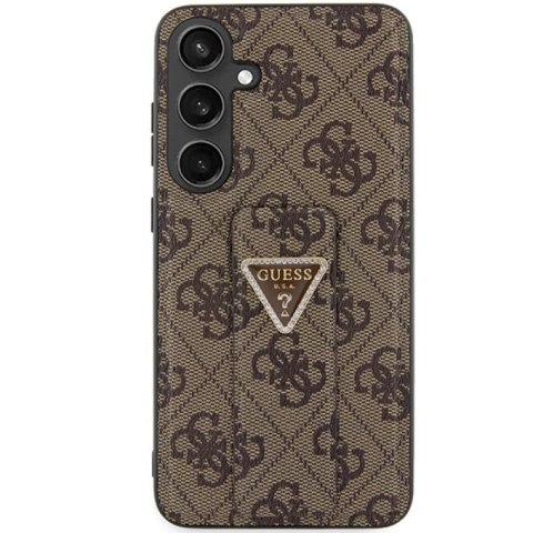 Etui Guess Grip Stand 4G Triangle Strass na Samsung Galaxy S24 - brązowe Guess