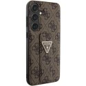 Etui Guess Grip Stand 4G Triangle Strass na Samsung Galaxy S24 - brązowe Guess