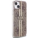 Etui Guess IML 4G Gold Stripe na iPhone 15 Plus / 14 Plus - brązowe Guess
