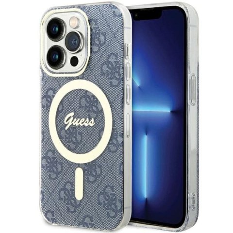 Etui Guess IML 4G MagSafe na iPhone 15 Pro - niebieskie Guess