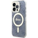Etui Guess IML 4G MagSafe na iPhone 15 Pro - niebieskie Guess