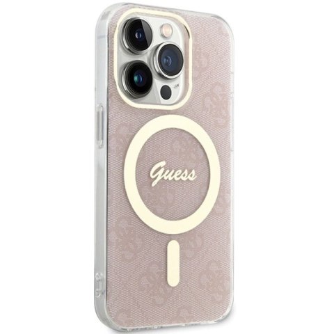 Etui Guess IML 4G MagSafe na iPhone 15 Pro - różowe Guess