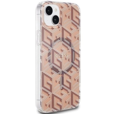 Etui Guess IML GCube MagSafe na iPhone 15 / 14 / 13 - brązowe Guess