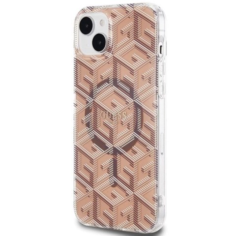 Etui Guess IML GCube MagSafe na iPhone 15 Plus / 14 Plus - brązowe Guess