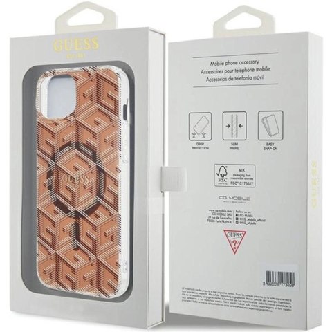 Etui Guess IML GCube MagSafe na iPhone 15 Plus / 14 Plus - brązowe Guess
