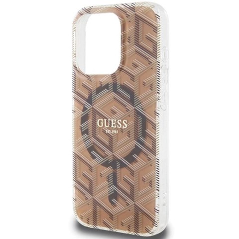 Etui Guess IML GCube MagSafe na iPhone 15 Pro Max - brązowe Guess