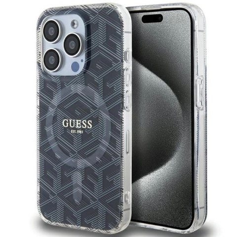 Etui Guess IML GCube MagSafe na iPhone 15 Pro Max - czarne Guess