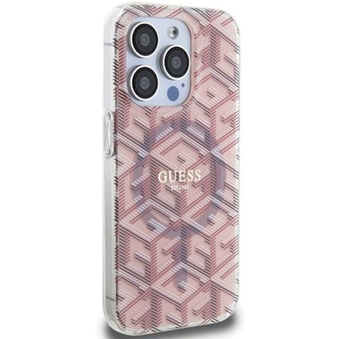 Etui Guess IML GCube MagSafe na iPhone 15 Pro Max - różowe Guess