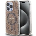Etui Guess IML GCube MagSafe na iPhone 15 Pro - brązowe Guess