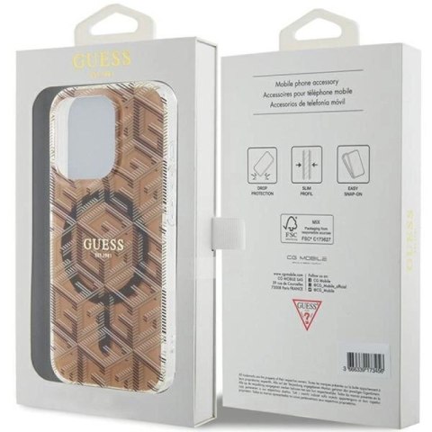 Etui Guess IML GCube MagSafe na iPhone 15 Pro - brązowe Guess