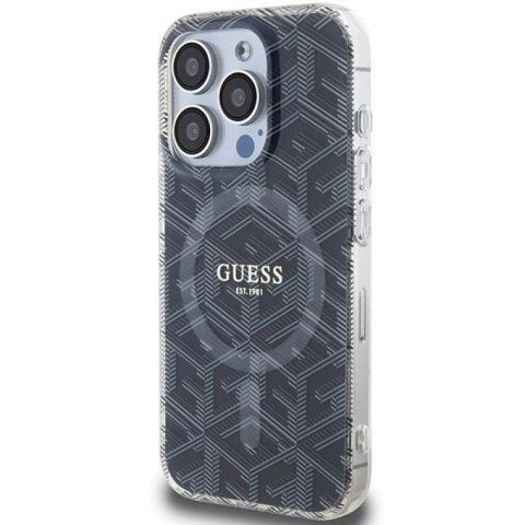 Etui Guess IML GCube MagSafe na iPhone 15 Pro - czarne Guess