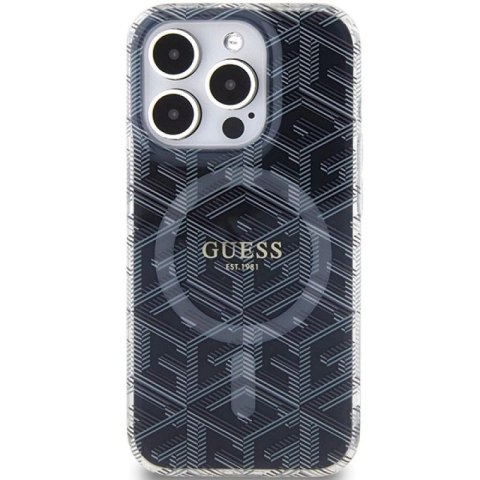 Etui Guess IML GCube MagSafe na iPhone 15 Pro - czarne Guess