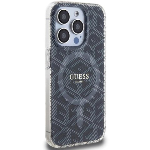 Etui Guess IML GCube MagSafe na iPhone 15 Pro - czarne Guess