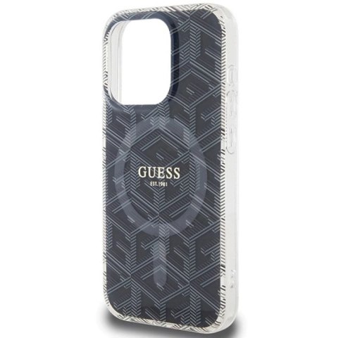 Etui Guess IML GCube MagSafe na iPhone 15 Pro - czarne Guess