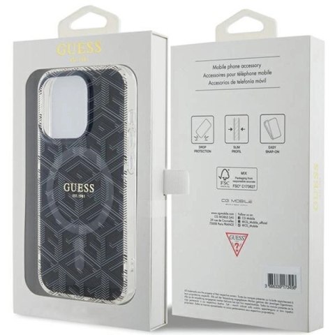 Etui Guess IML GCube MagSafe na iPhone 15 Pro - czarne Guess