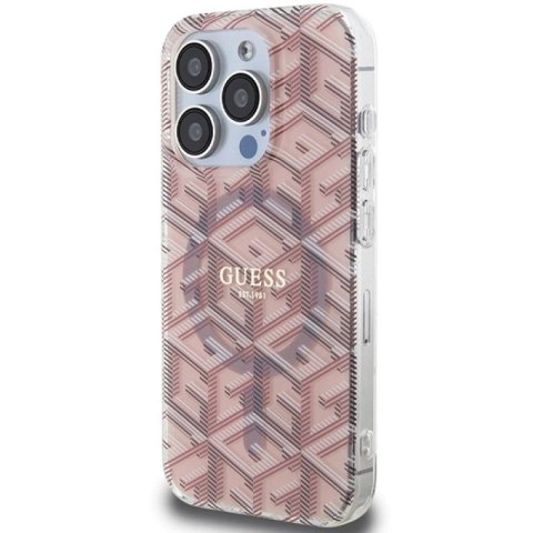 Etui Guess IML GCube MagSafe na iPhone 15 Pro - różowe Guess