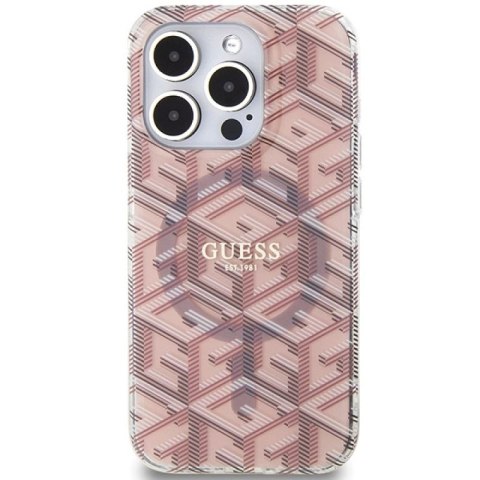 Etui Guess IML GCube MagSafe na iPhone 15 Pro - różowe Guess