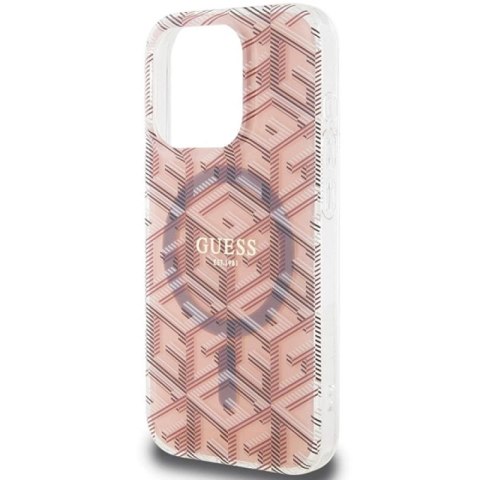 Etui Guess IML GCube MagSafe na iPhone 15 Pro - różowe Guess