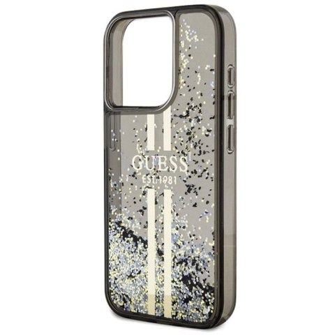 Etui Guess Liquid Glitter Gold Stripes na iPhone 15 Pro - czarne Guess
