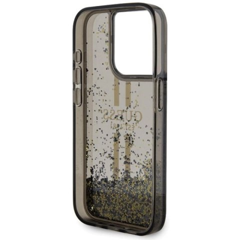 Etui Guess Liquid Glitter Gold Stripes na iPhone 15 Pro - czarne Guess