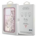 Etui Guess Liquid Glitter Gold Stripes na iPhone 15 Pro - różowe Guess