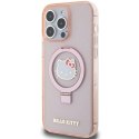 Etui Hello Kitty Ring Stand Glitter Electrop Logo MagSafe na iPhone 15 Pro Max - różowe Hello Kitty