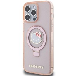Etui Hello Kitty Ring Stand Glitter Electrop Logo MagSafe na iPhone 15 Pro Max - różowe Hello Kitty