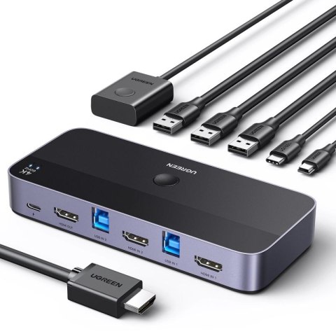 Przełącznik KVM Ugreen CM664 HDMI switch 2w1 - czarny UGREEN