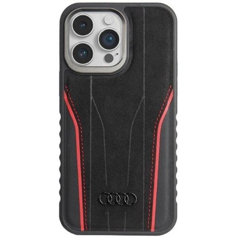 Etui Audi Genuine Leather z MagSafe na iPhone 14 Pro - czarno-czerwone Audi
