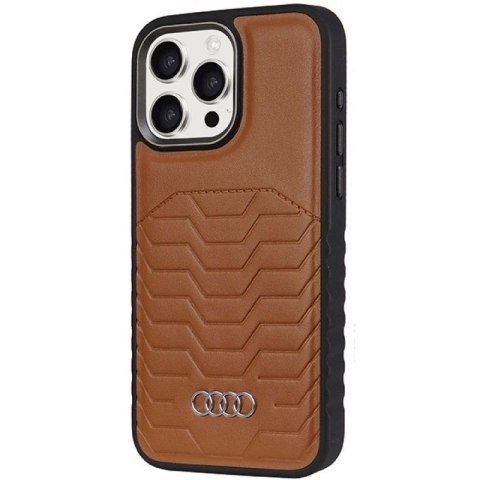 Etui Audi Synthetic Leather z MagSafe na iPhone 14 Pro - brązowe Audi