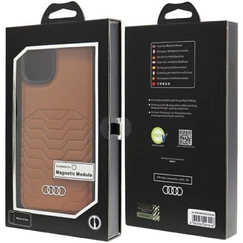 Etui Audi Synthetic Leather z MagSafe na iPhone 15 Plus / 14 Plus - brązowe Audi