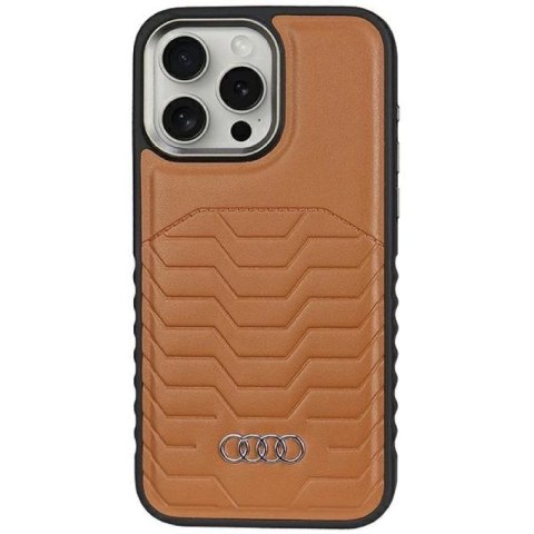 Etui Audi Synthetic Leather z MagSafe na iPhone 15 Pro - brązowe Audi