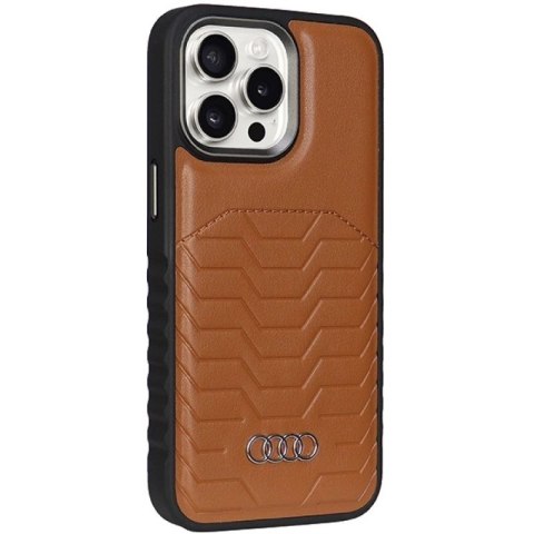 Etui Audi Synthetic Leather z MagSafe na iPhone 15 Pro - brązowe Audi