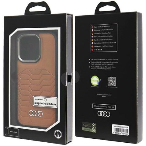Etui Audi Synthetic Leather z MagSafe na iPhone 15 Pro - brązowe Audi