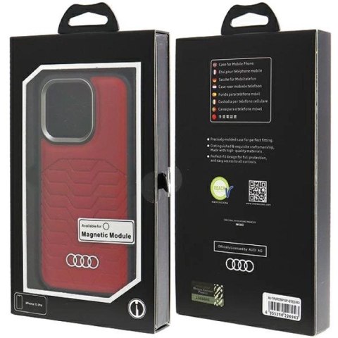 Etui Audi Synthetic Leather z MagSafe na iPhone 15 Pro - czerwone Audi