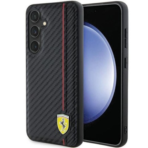 Etui Ferrari Carbon Printed Line na Samsung Galaxy S24+ - czarne Ferrari