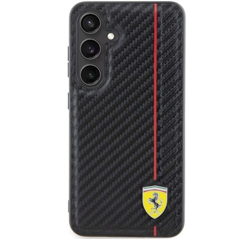 Etui Ferrari Carbon Printed Line na Samsung Galaxy S24+ - czarne Ferrari