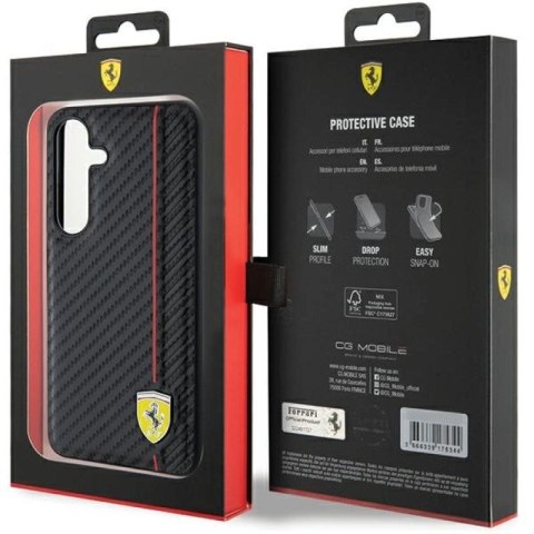 Etui Ferrari Carbon Printed Line na Samsung Galaxy S24 - czarne Ferrari