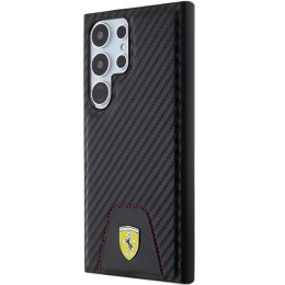Etui Ferrari Carbon Stitched Bottom na Samsung Galaxy S24 Ultra - czarne Ferrari