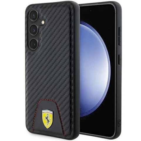 Etui Ferrari Carbon Stitched Bottom na Samsung Galaxy S24 - czarne Ferrari