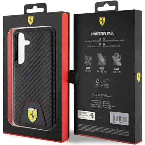 Etui Ferrari Carbon Stitched Bottom na Samsung Galaxy S24 - czarne Ferrari