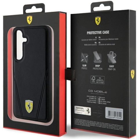 Etui Ferrari Hot Stamp V Lines MagSafe na Samsung Galaxy S24+ - czarne Ferrari