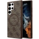 Etui Guess 4G Collection Leather Metal Logo MagSafe na Samsung Galaxy S24 Ultra - brązowe Guess