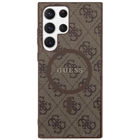 Etui Guess 4G Collection Leather Metal Logo MagSafe na Samsung Galaxy S24 Ultra - brązowe Guess