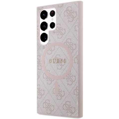 Etui Guess 4G Collection Leather Metal Logo MagSafe na Samsung Galaxy S24 Ultra - różowe Guess