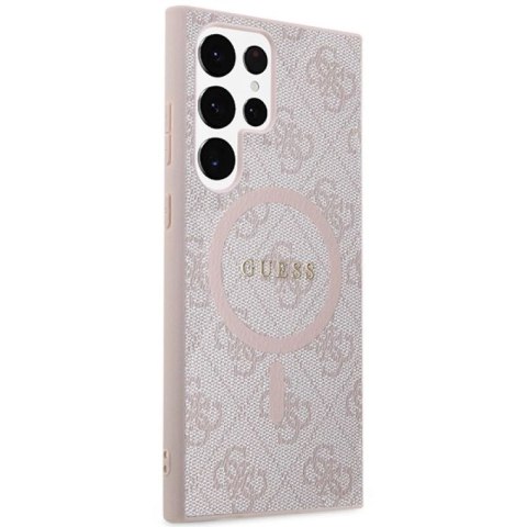 Etui Guess 4G Collection Leather Metal Logo MagSafe na Samsung Galaxy S24 Ultra - różowe Guess