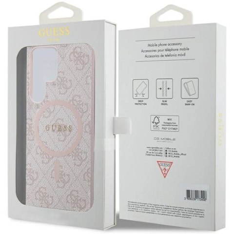 Etui Guess 4G Collection Leather Metal Logo MagSafe na Samsung Galaxy S24 Ultra - różowe Guess